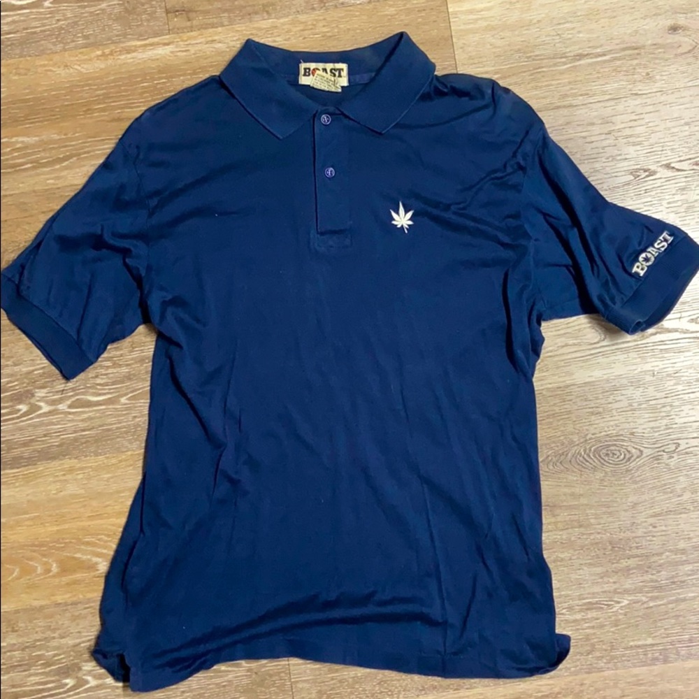 Vintage Boast Polo Golf Shirt Pot Weed Leaf retro